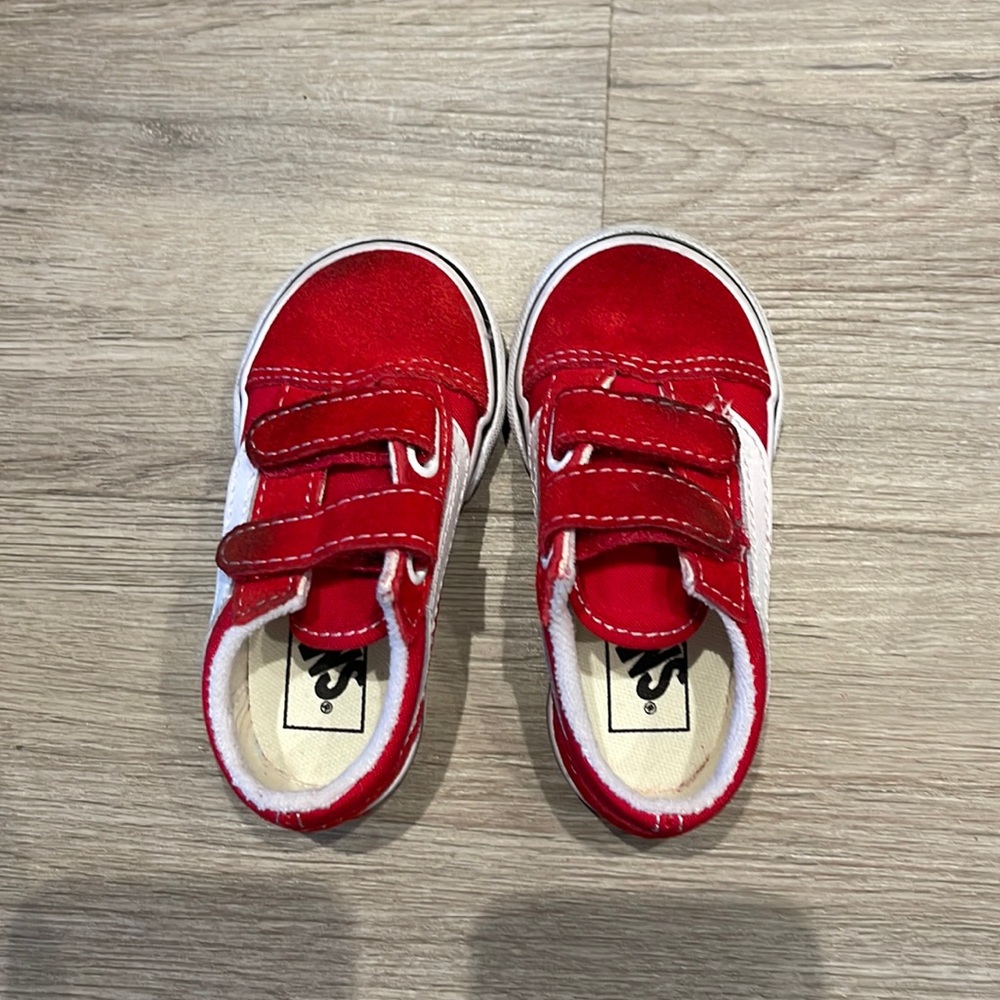 Toddler size 5.5 red Velcro Vans.